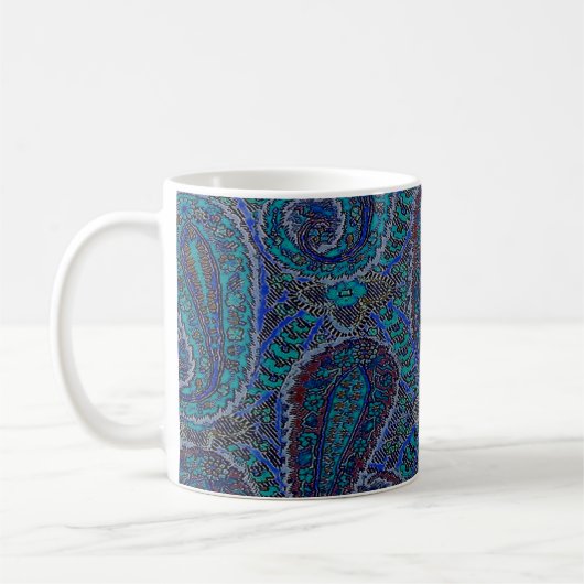 Paisley Blue Indian Boho Art Pattern Koffiemok (Links)