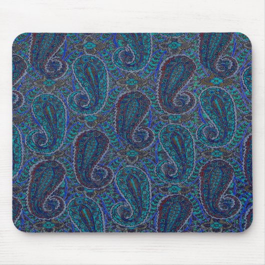 Paisley Blue Indian Boho Art Pattern Muismat (Voorkant)
