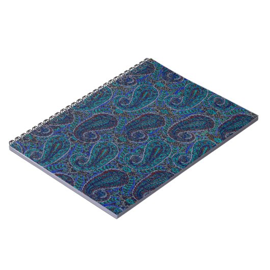 Paisley Blue Indian Boho Art Pattern Notitieboek (Linkerzijde)