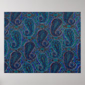 Paisley Blue Indian Boho Art Pattern Poster (Voorkant)