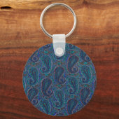 Paisley Blue Indian Boho Art Pattern Sleutelhanger (Voorkant)