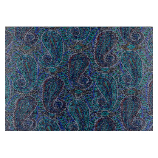 Paisley Blue Indian Boho Art Pattern Snijplank (Voorkant)