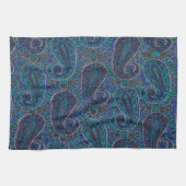 Paisley Blue Indian Boho Art Pattern Theedoek (Horizontaal)