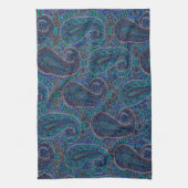 Paisley Blue Indian Boho Art Pattern Theedoek (Verticaal)