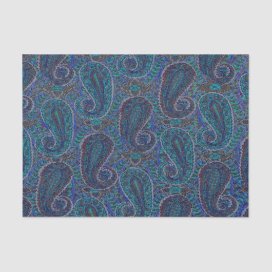Paisley Blue Indian Boho Art Pattern Tissuepapier (Voorkant)