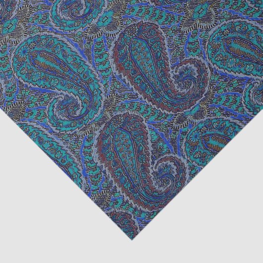 Paisley Blue Indian Boho Art Pattern Tissuepapier (Detail)