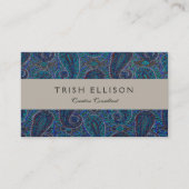 Paisley Blue Indian Boho Art Pattern Visitekaartje (Voorkant)