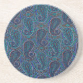Paisley Blue Indian Boho Art Pattern Zandsteen Onderzetter (Voorkant)
