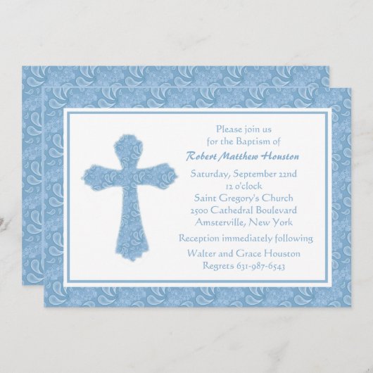 Paisley Blue Religious Uitnodiging (Voorkant / Achterkant)