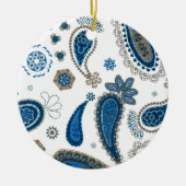 Paisley Blue White Bohemian Pattern Keramisch Ornament (Voorkant)