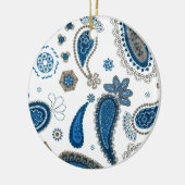 Paisley Blue White Bohemian Pattern Keramisch Ornament (Links)