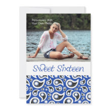 Paisley Blueberry Sweet Sixteen Uitnodiging