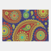 Paisley Bohemian Pattern met rood, blauw, goud Inpakpapier Vel (Voorkant)