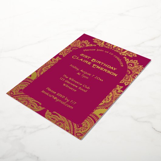 Paisley boog folie uitnodiging (Gedraaid)