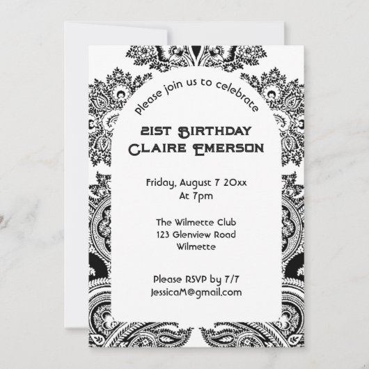 Paisley-boog uitnodiging (Voorkant)