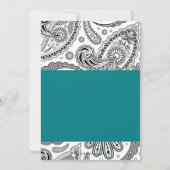 Paisley Bridal Shower Invitation Blauwgroen Black Kaart (Achterkant)