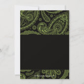 Paisley Bridal Shower Invitation Chartreuse Black Kaart (Achterkant)