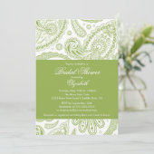 Paisley Bridal Shower Invitation Chartreuse Green Kaart (Staand voorkant)