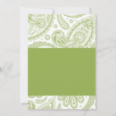 Paisley Bridal Shower Invitation Chartreuse Green Kaart (Achterkant)
