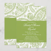Paisley Bridal Shower Invitation Chartreuse Green Kaart (Voorkant / Achterkant)