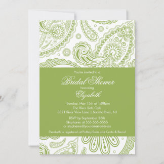 Paisley Bridal Shower Invitation Chartreuse Green Kaart