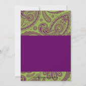 Paisley Bridal Shower Invitation Chartreuse Paars Kaart (Achterkant)