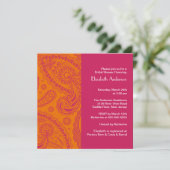Paisley Bridal Shower Invitation Oranje & Roze Kaart (Staand voorkant)