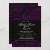 Paisley Bridal Shower Invitation Paars & Black Kaart (Voorkant / Achterkant)