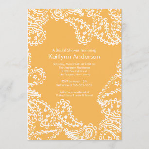 Paisley Bridal Shower Invitation White Beeswax Kaart