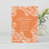 Paisley Bridal Shower Invitation White Coral Roos Kaart (Staand voorkant)