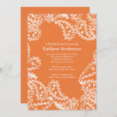 Paisley Bridal Shower Invitation White Coral Roos Kaart (Voorkant / Achterkant)