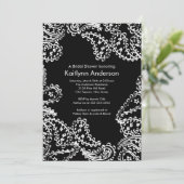 Paisley Bridal Shower Invitation White en Black Kaart (Staand voorkant)