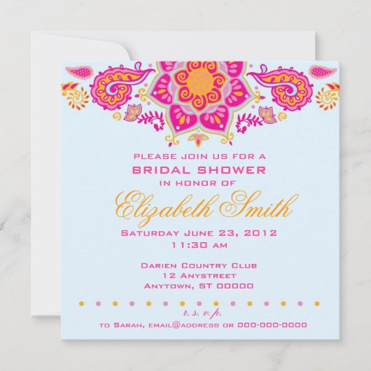 Paisley Bridal Shower-uitnodiging Kaart (Voorkant)