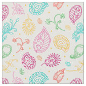 Paisley Bright Boho Folk Pattern op wit Stof (Close Up)