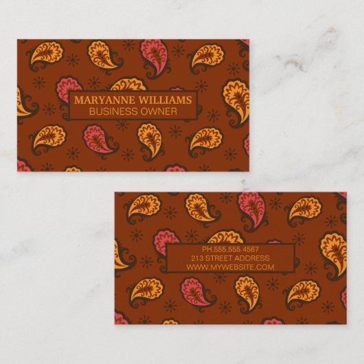 Paisley Brown Patroon Visitekaartje (Voorkant / Achterkant)