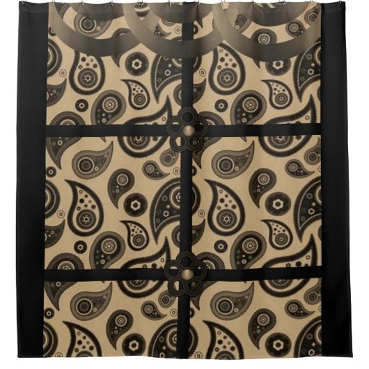 Paisley bruin blackshowergordijn douchegordijn (Voorkant)