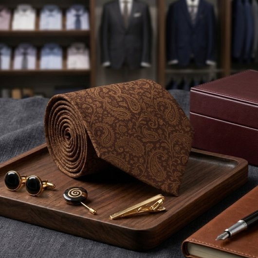 Paisley Bruine Textuur  Stropdas
