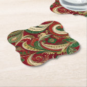 Paisley Burgundy Coaster Kartonnen Onderzetters (Gekanteld)