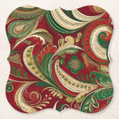 Paisley Burgundy Coaster Kartonnen Onderzetters (Voorkant)