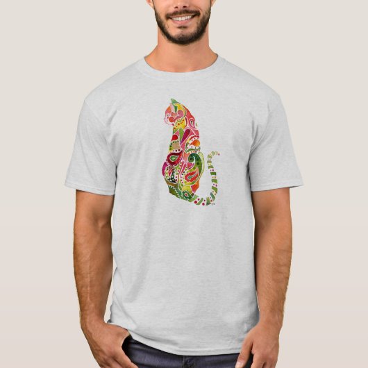Paisley Cat Design on Mannen Tee Shirts (Voorkant)