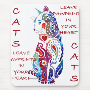 Paisley Cat in Blue en Paars Muismat