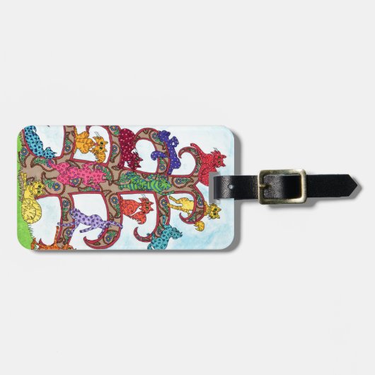 Paisley Cat Tree of Life Bagagelabel (Voorkant horizontaal)