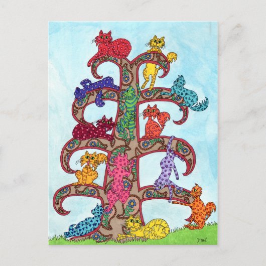Paisley Cat Tree of Life Briefkaart (Voorkant)