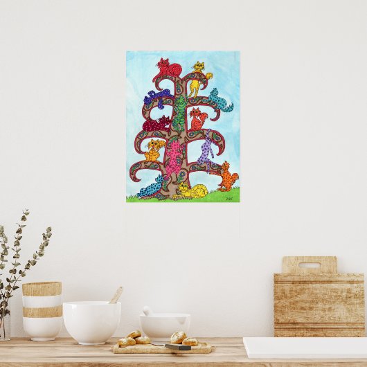 Paisley Cat Tree of Life Poster (Keuken)