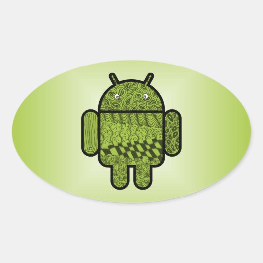 Paisley Character for the Android™ Robot Ovale Sticker (Voorkant)