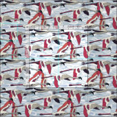 Paisley Cloud Flamingo Flock Stof (Delen)