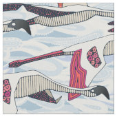 Paisley Cloud Flamingo Flock Stof (Close Up)