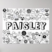 'PAISLEY' Color-it-Yourself-contourontwerp Poster (Voorkant)