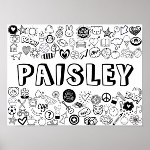 'PAISLEY' Color-it-Yourself-contourontwerp Poster