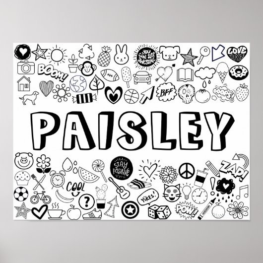 'PAISLEY' Color-it-Yourself-contourontwerp Poster (Voorkant)